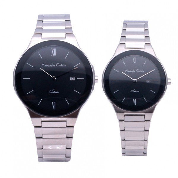 Alexandre Christie AC 8612 Silver Black Couple